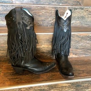 Corral Black-Grey Fringe & Studs Boots